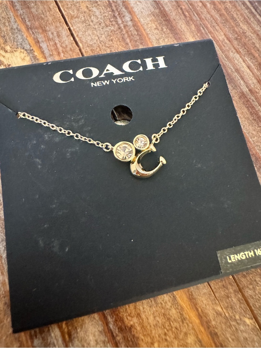 COACH Gold Signature crystal cluster Necklace NWOT - Picture 2 of 12